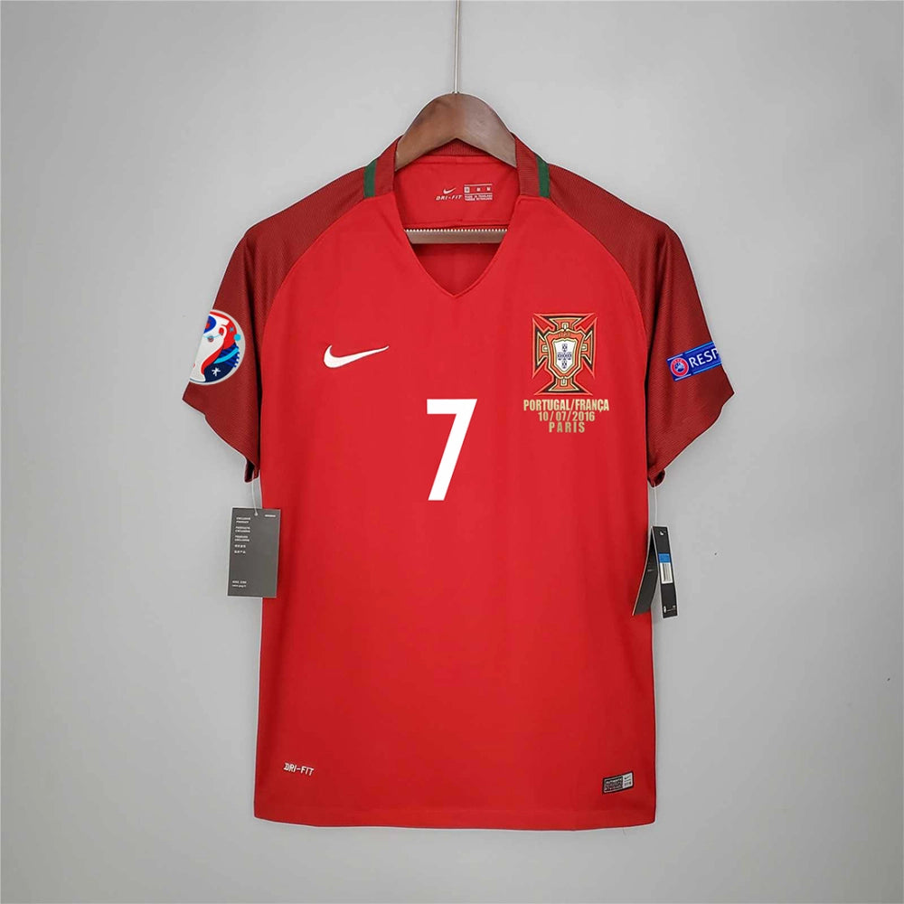 Tricou Portugalia Euro 2016 Retro Home Kit - Ronaldo 7 Fan Version