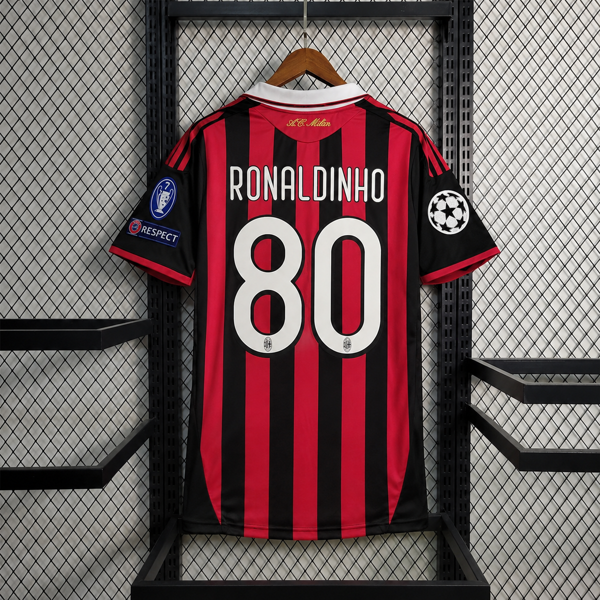 Tricou Ac Milan 09/10 Home Kit - Ronaldinho 80 Fan Version