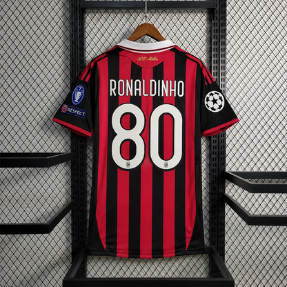 Tricou Ac Milan 09/10 Home Kit - Ronaldinho 80 Fan Version